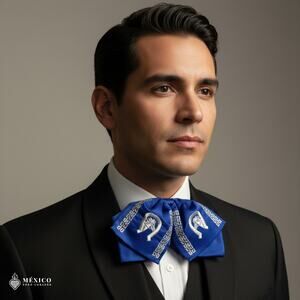 Mexican Embroidered Charro Moño – Traditional Satin Mariachi Bow Tie